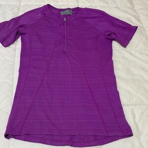 Athleta Magenta Short Sleeve Zip Top